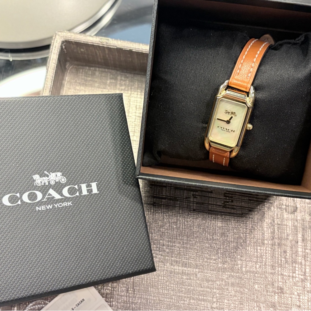 Coach Tan Leather Strap Watch